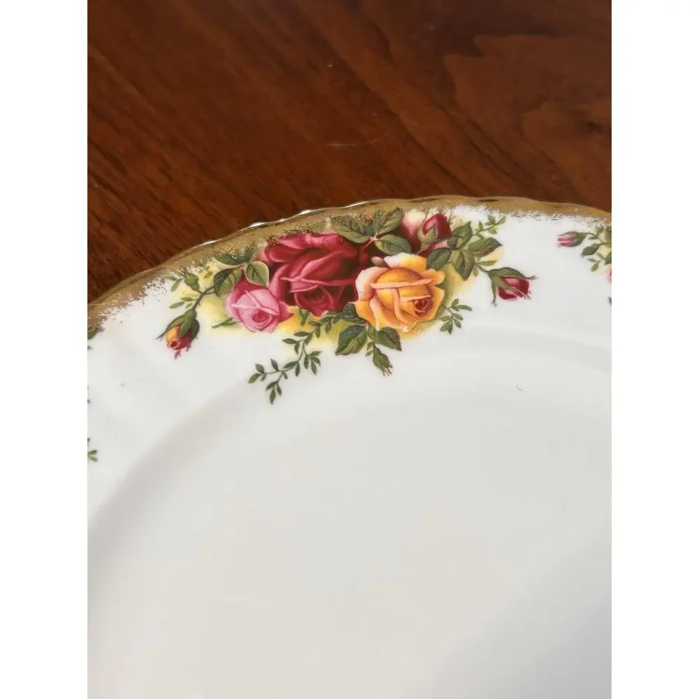 6 x Old Country Roses Royal Albert Dinner Plates 10” Gold Trim Bone China 1962